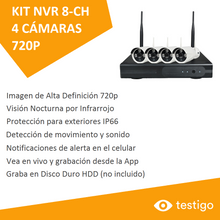 Cargar imagen en el visor de la galería, Kit NVR de 8 Canales con 4 Cámaras
