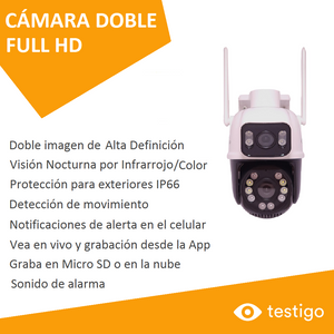 Cámara IP PTZ Doble Lente T897DL Giratoria Exterior 6MP - ICSEE