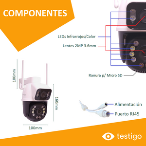 Cámara IP PTZ Doble Lente T897DL Giratoria Exterior 6MP - ICSEE